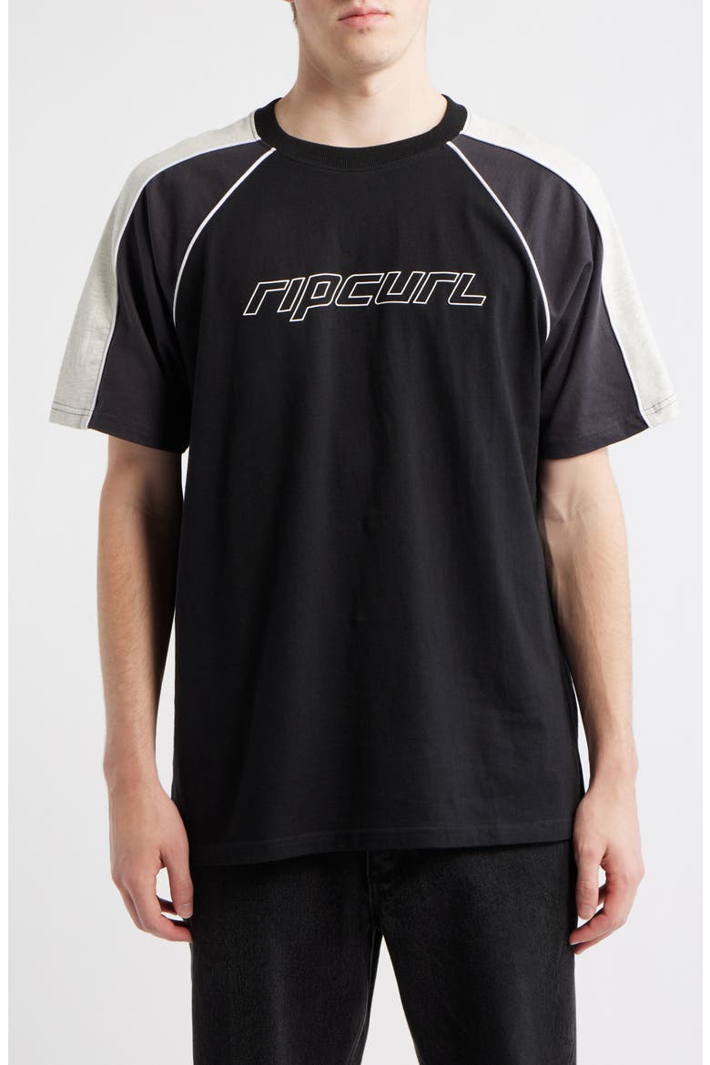 Logo Panel T-Shirt, Main, color, BLACK