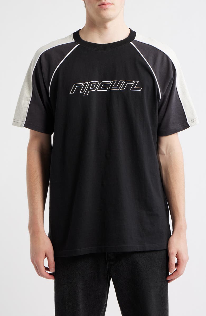 Rip Curl Logo Panel T-Shirt, Main, color, Black