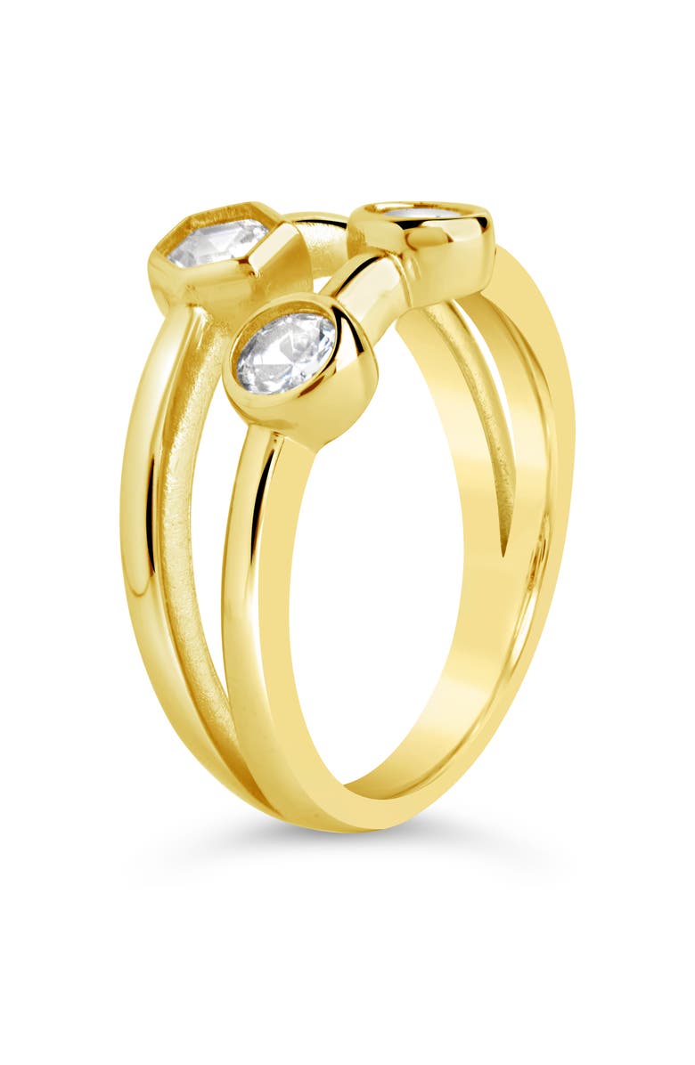 Sterling Forever Lou CZ Double Band Ring, Alternate, color, Gold