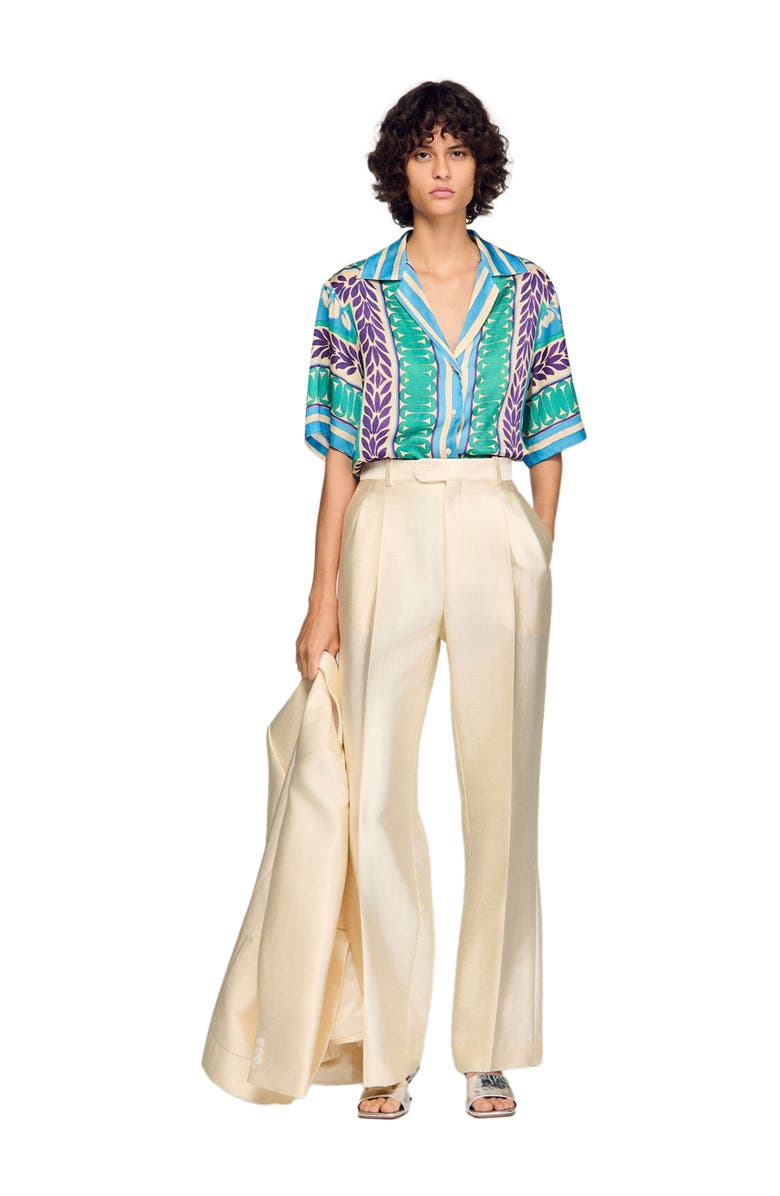 SANDRO Flower print shirt, Alternate, color, Green / Purple