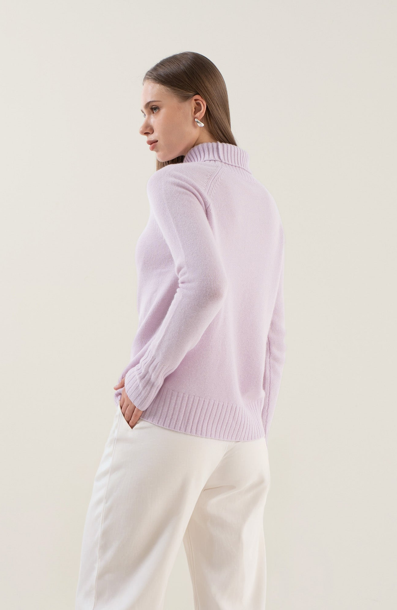 Italic Emma Cashmere Relaxed Turtleneck Sweater, Alternate, color, Mauve