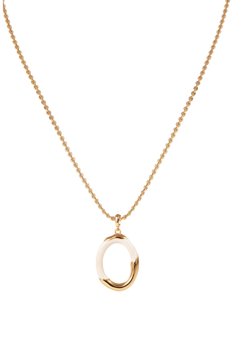 Time Ripples Pendant Necklace, Main, color, White & Gold