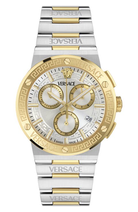 Greca Logo Chronograph Bracelet Watch, 40mm