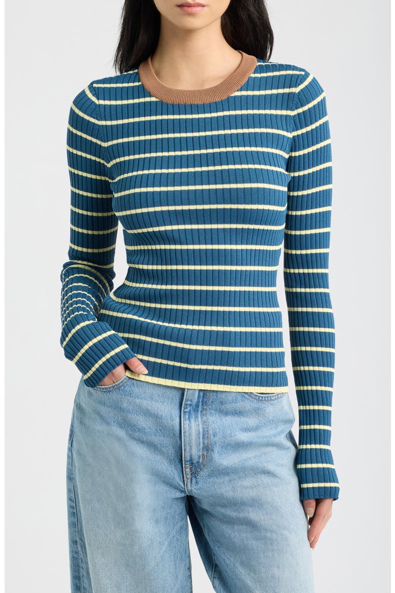 The Dora Long Sleeve Ribbed Top, Main, color, DEEP CANAL