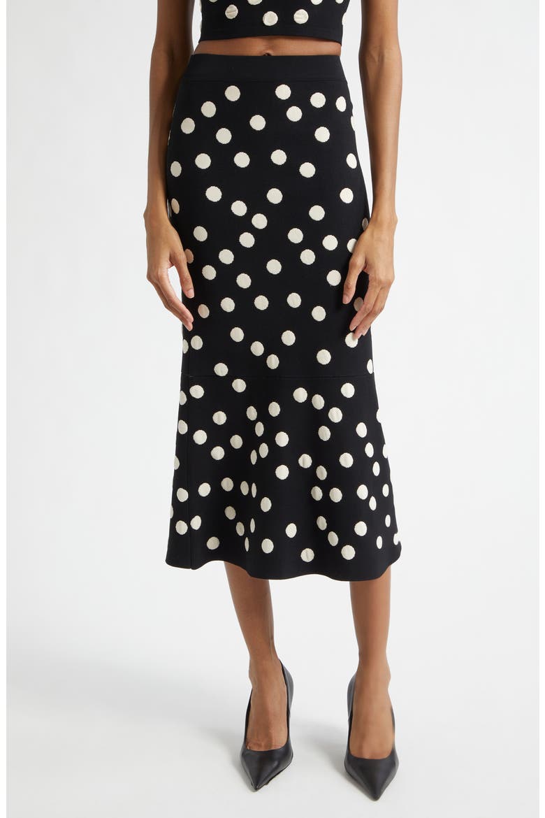 Mae Polka Dot Bias Cut Skirt, Main, color, BLACK/ ECRU POLKA DOT