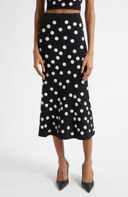 L'AGENCE Mae Polka Dot Bias Cut Skirt