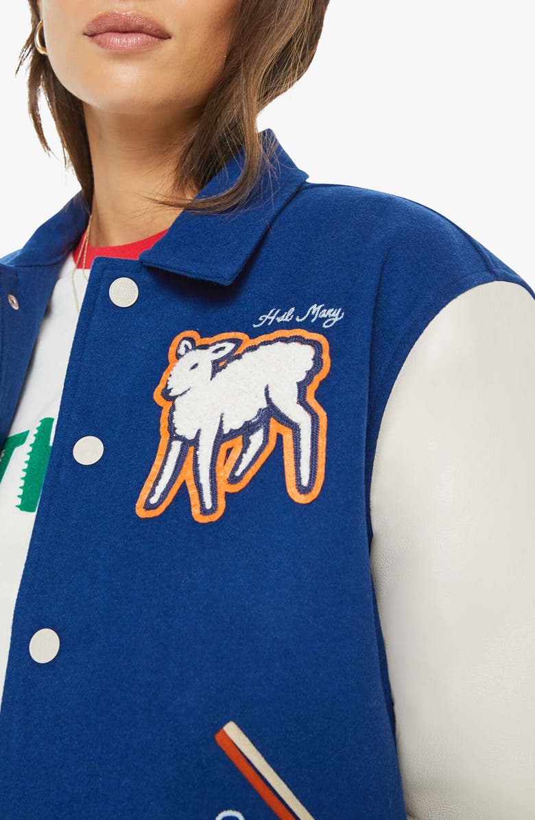 MOTHER The Team Spirit Wool Blend Varsity Jacket, Alternate, color, Away Game