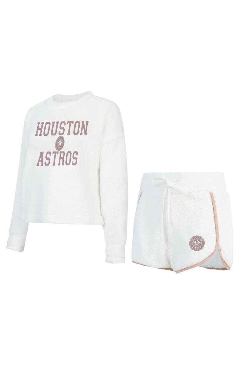 CONCEPTS SPORT Women's Concepts Sport White Houston Astros Painter Sherpa Long Sleeve T-Shirt & Short Set, Alternate, color, White