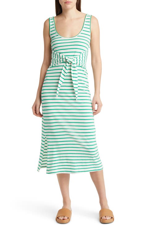 Meg Stripe Tie Waist Cotton Dress