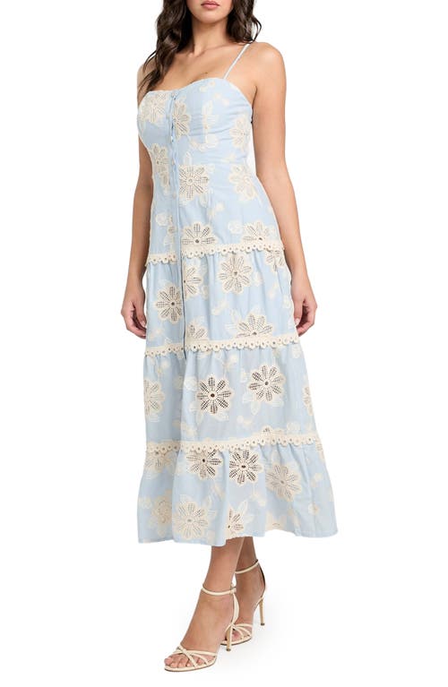Guess Tabitha Floral Embroidered Tiered Cotton Sundress