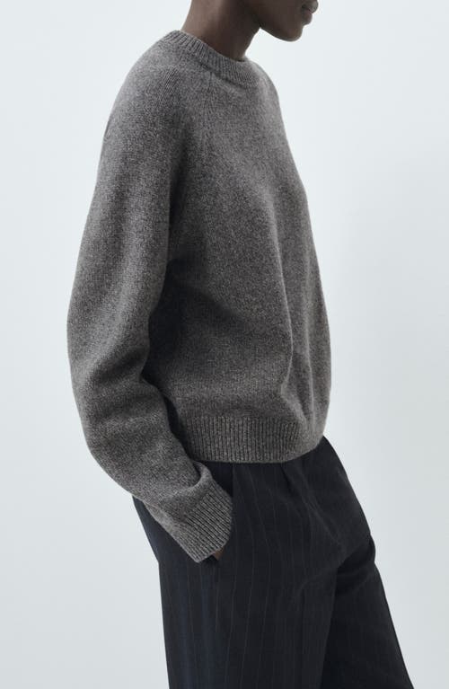 Mango Crewneck Raglan Sleeve Sweater In Gray
