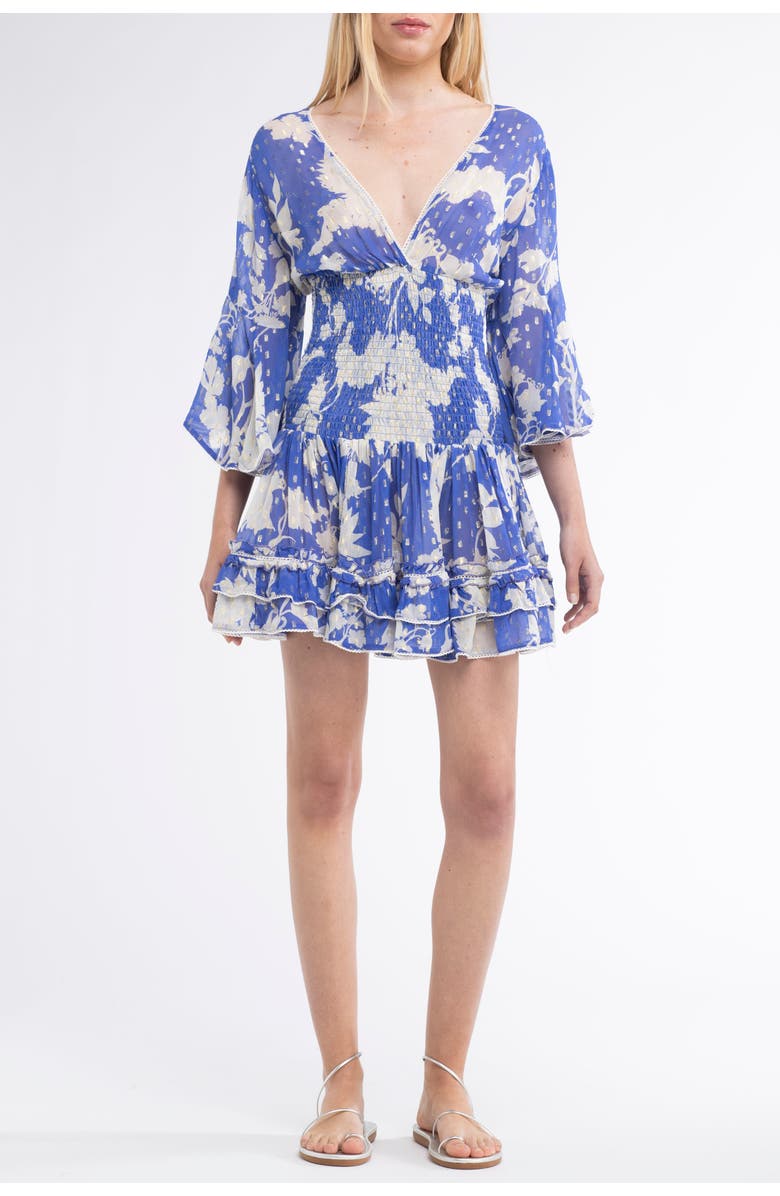 Sunday St. Tropez Jenina Cover-Up Flower Mini Dress, Alternate, color, Blue