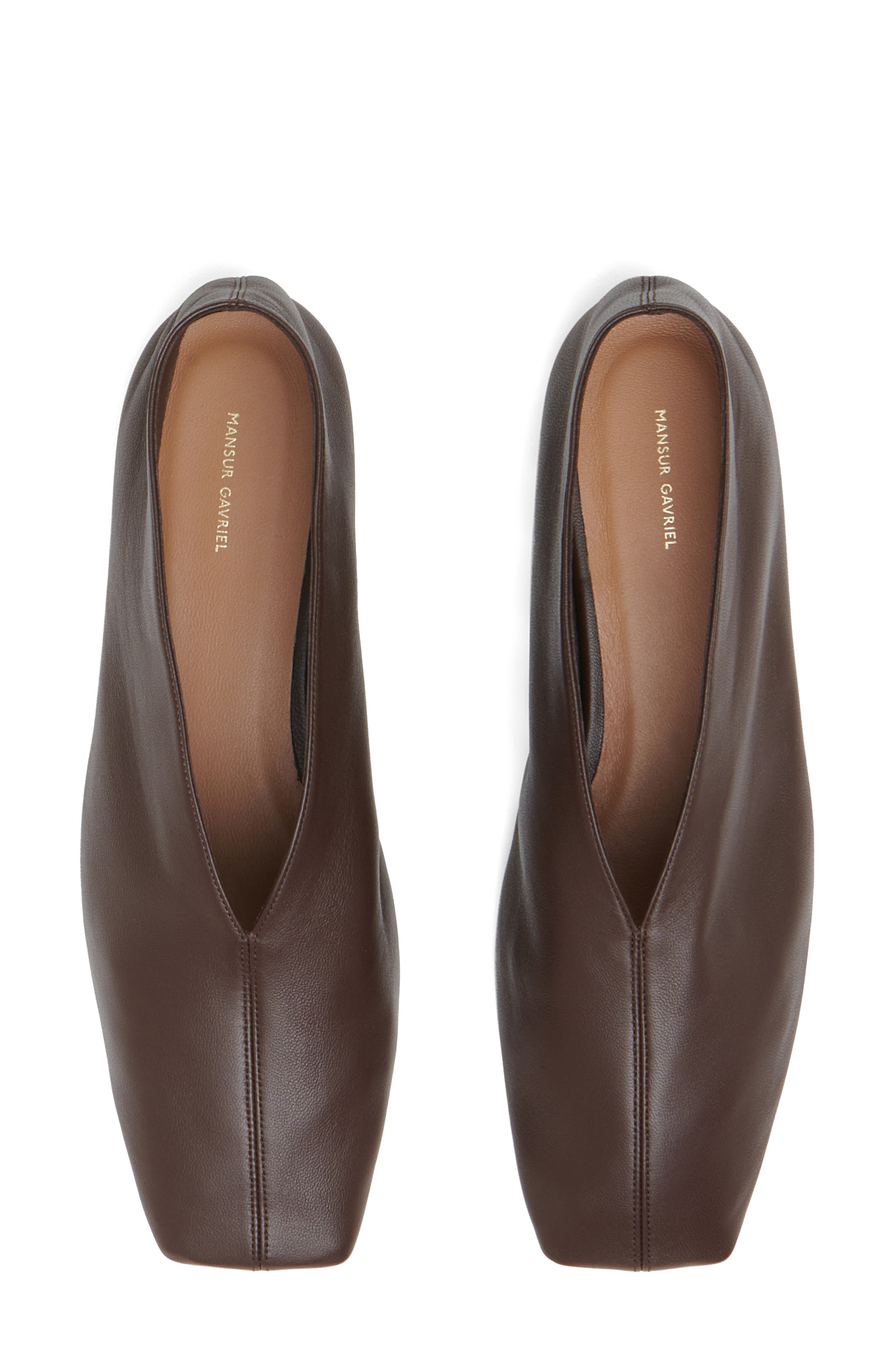 Mansur Gavriel Square Toe Flat, Alternate, color, Chocolate