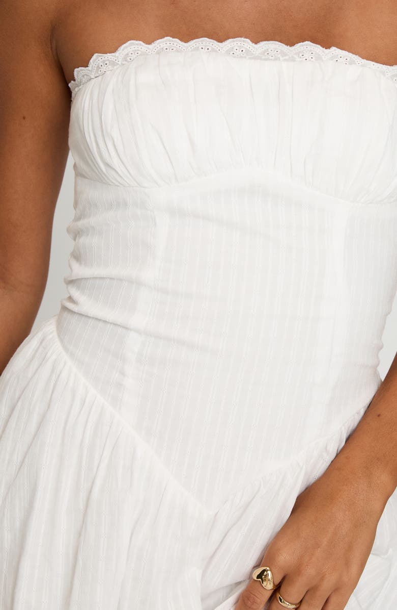 Princess Polly Mirella Lace Trim Strapless Cotton Dress, Alternate, color, White