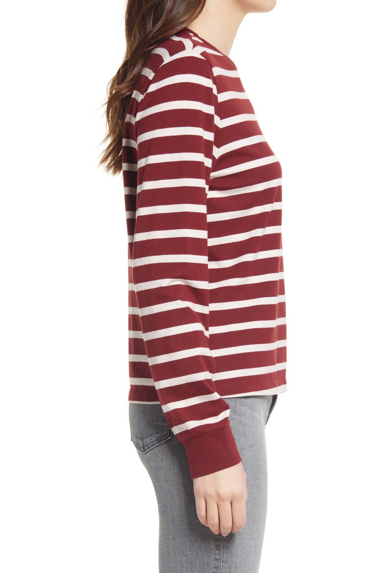 Stripe Long Sleeve T-Shirt, Alternate, color, RED SYRAH- IVORY LANI STRIPE