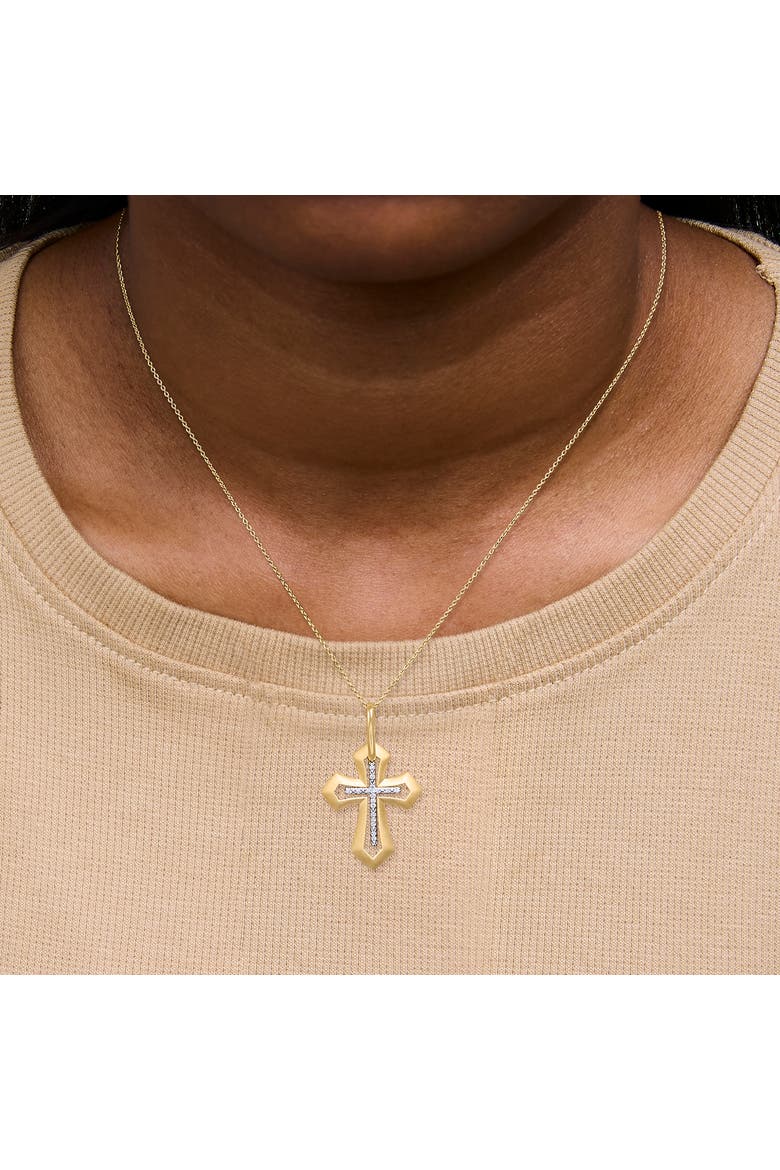 Gold Vermeil Diamond Accent Roman Cross Pendant Necklace, Alternate, color, Silver