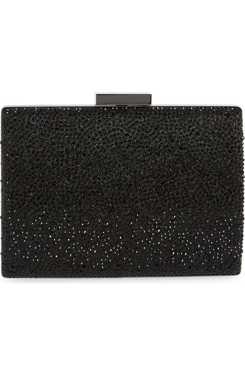 Olga Berg Gabby Metallic Hot Fix Crystal Clutch, Main, color, Black