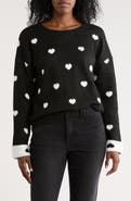 Bobeau Scattered Heart Pullover Sweater