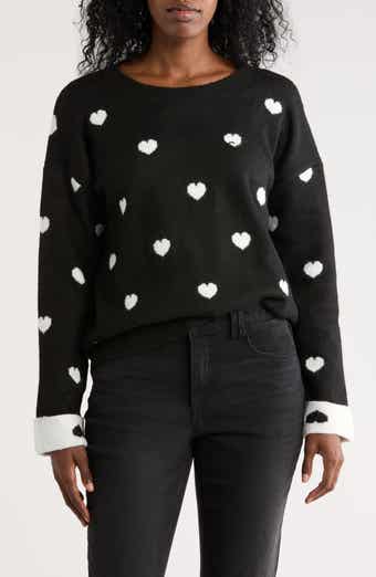 Bobeau Scattered Heart Pullover Sweater