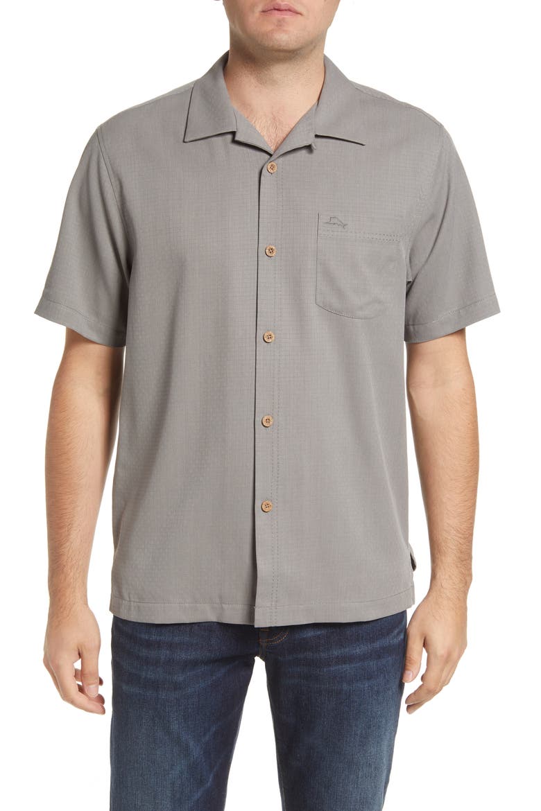 Coastal Breeze Silk Blend Button-Up Shirt, Main, color, SHADOW