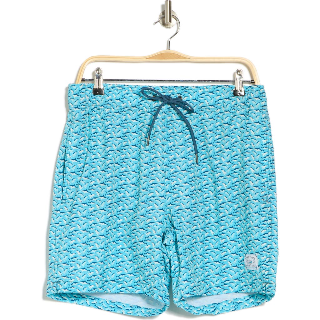 BEACH BROS BEACH BROS SHARK PRINT SWIM TRUNKS