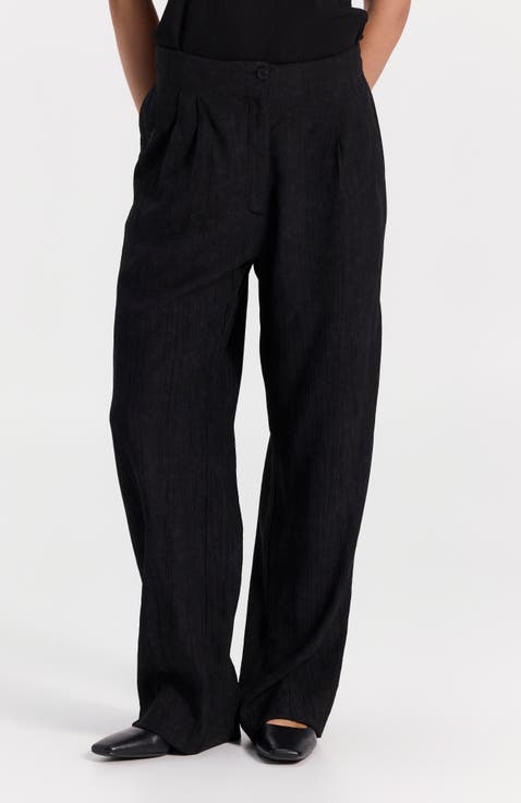 Textured Straight-Leg Pants