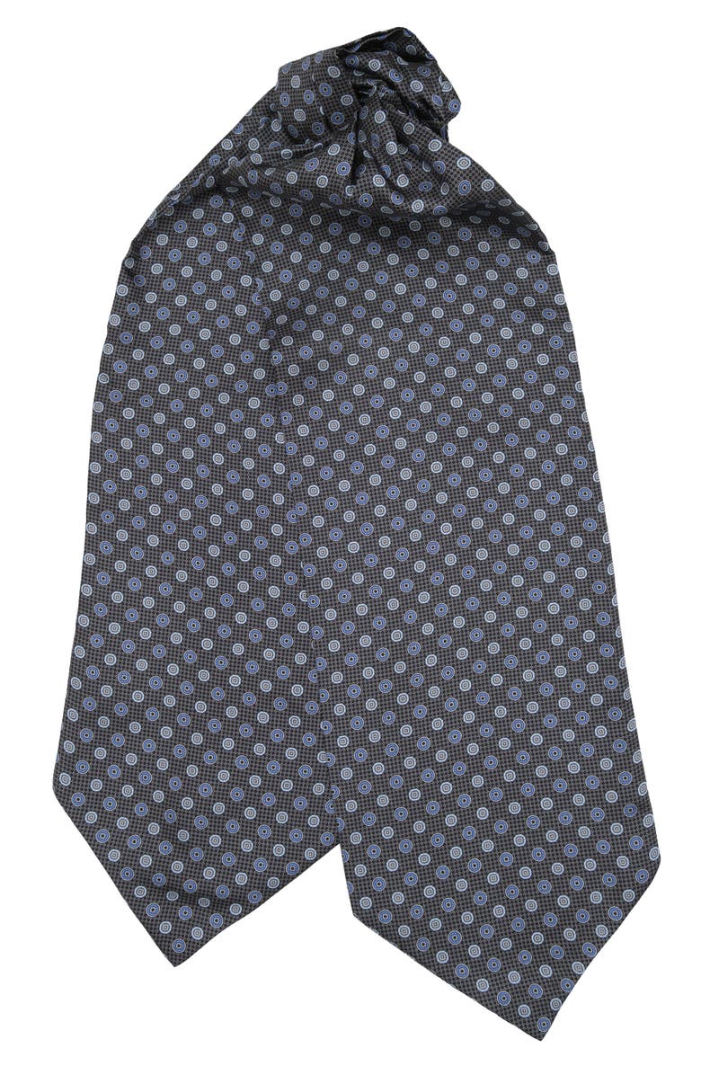 Elizabetta Nino - Silk Ascot Cravat Tie for Men, Main, color, Charcoal