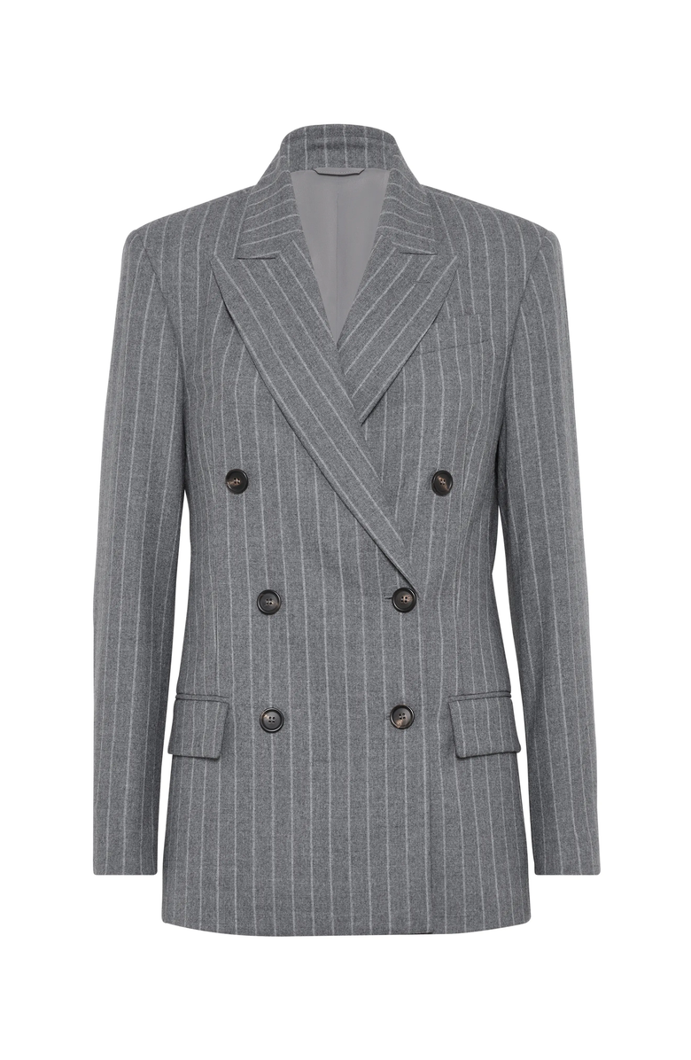 Brunello Cucinelli Moulinè chalk stripe blazer, Main, color,