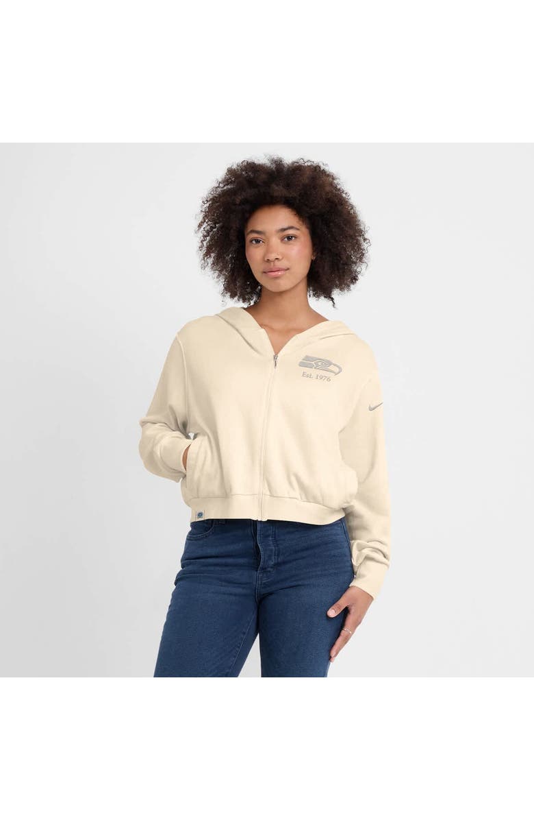 Nike Women's Nike Cream Seattle Seahawks Glory Cropped Full-Zip Hoodie, Alternate, color, Cream
