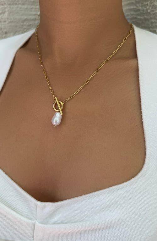Adornia Tarnish Resistant 18k Gold Plated Freshwater Pearl Toggle Necklace In Gold
