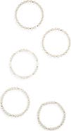 Tasha Set of 5 Faux Pearl & Crystal Beaded Stretch Bracelets