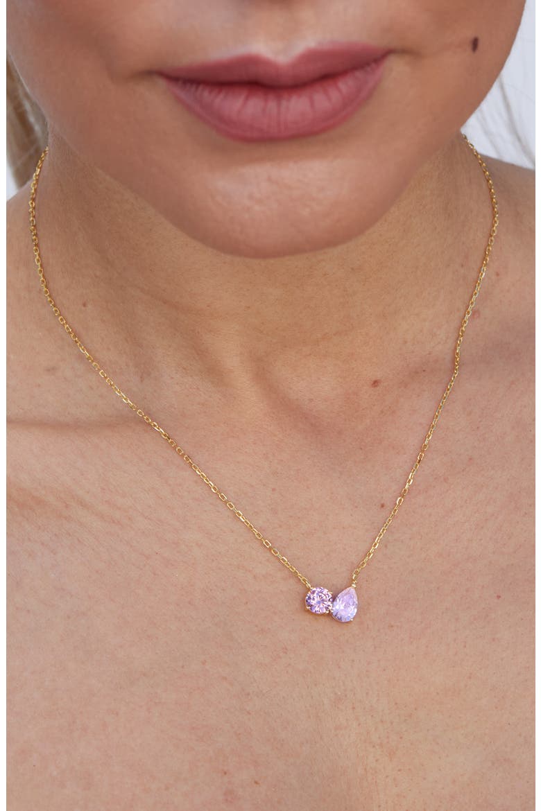 Cubic Zirconia Toi et Moi Pendant Necklace, Alternate, color, PINK