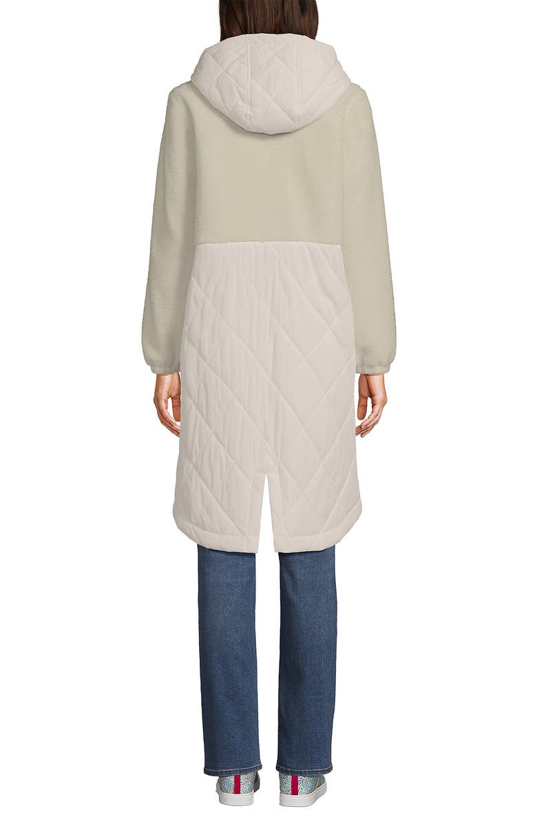Lands' End High Pile Quilted Mixed Media Parka, Alternate, color, Egret White