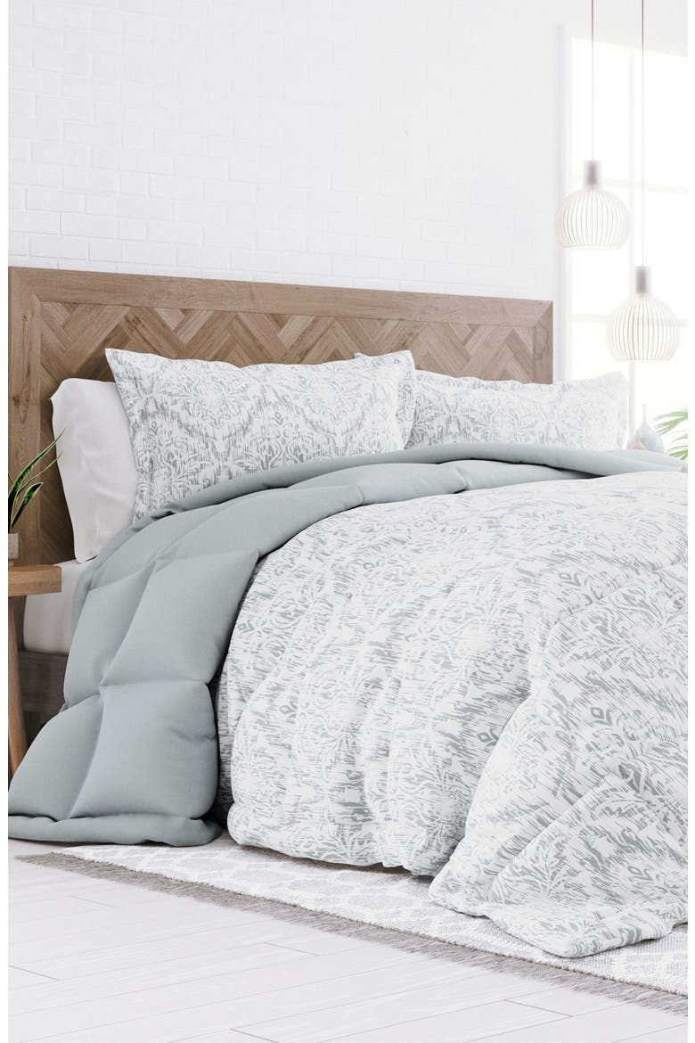 Premium Down Alternative English Countryside Reversible Comforter Set, Alternate, color, LIGHT GRAY