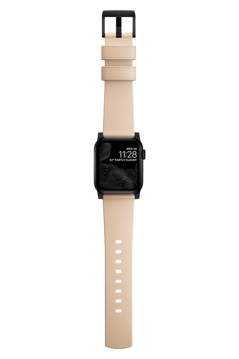 Modern Leather Apple Watch® Strap, Alternate, color, BLACK/ NATURAL