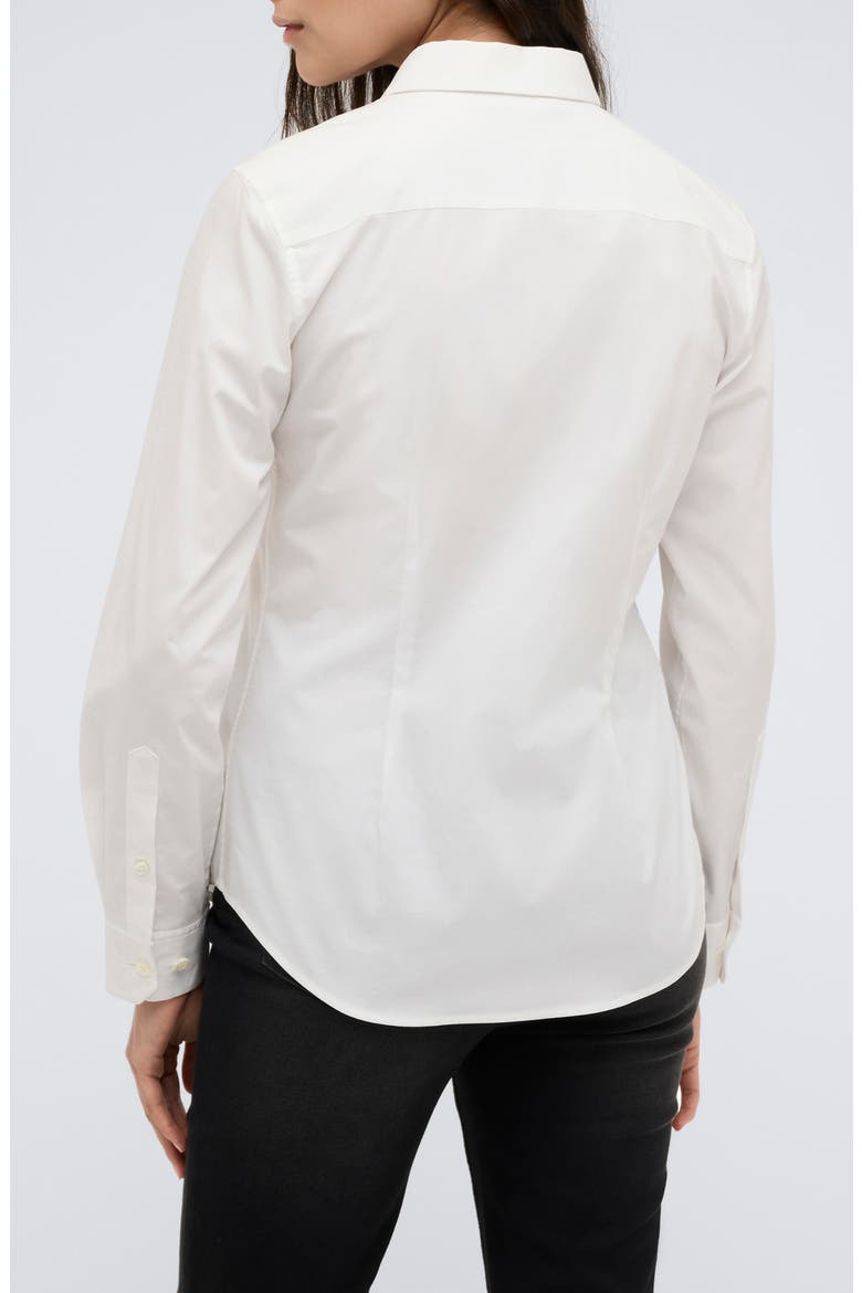 Fitted Cotton Blend Button-Up Shirt, Alternate, color, PURE WHITE