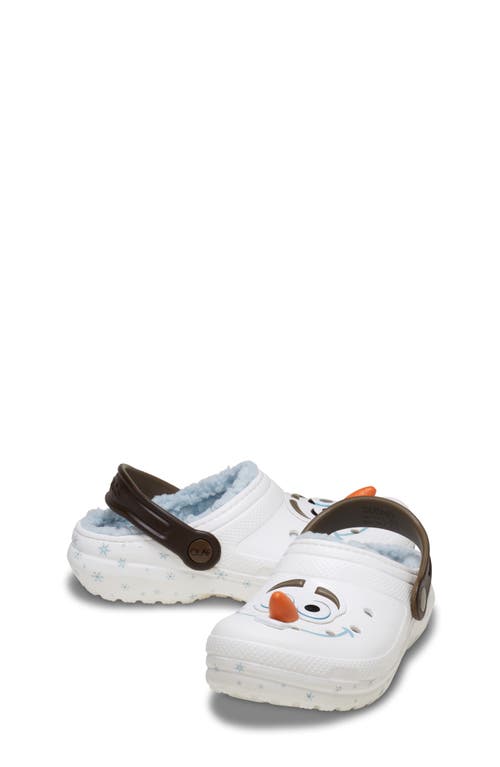Crocs X Disney Kids' 'frozen' Olaf Classic Faux Fur Lined Clog In Beige/multi