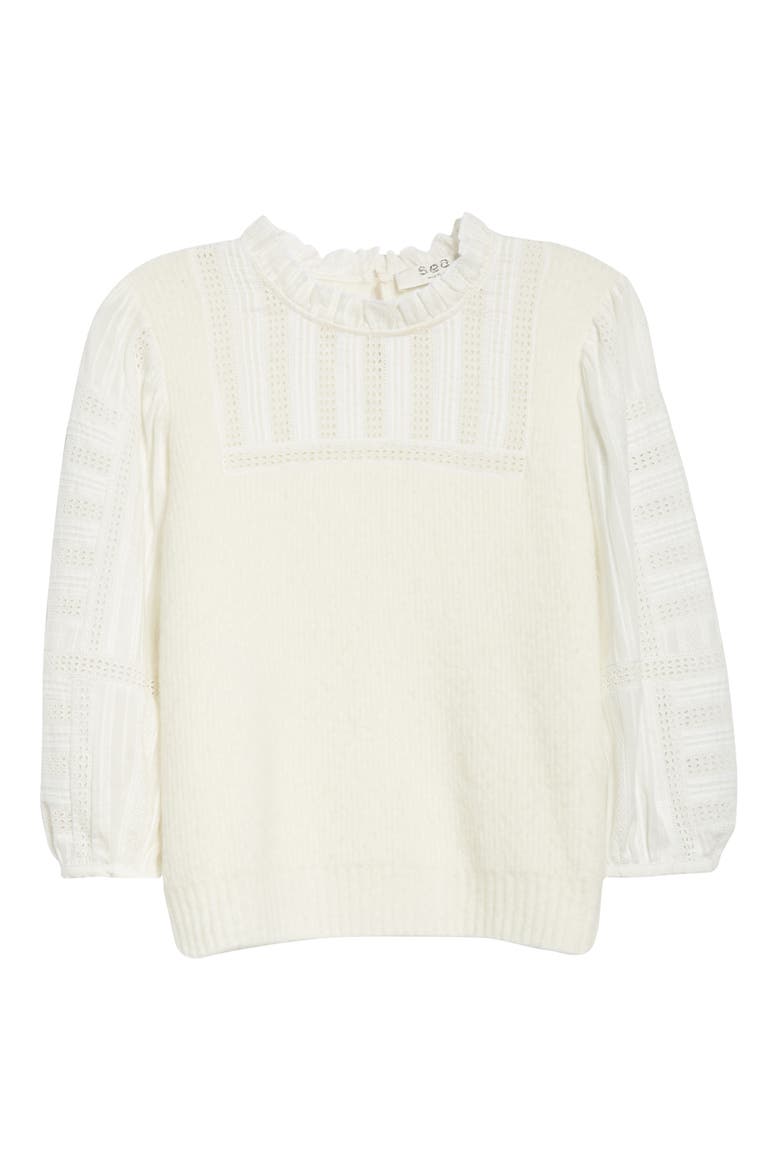 Sea Pascale Mixed Media Sweater, Alternate, color, CREAM