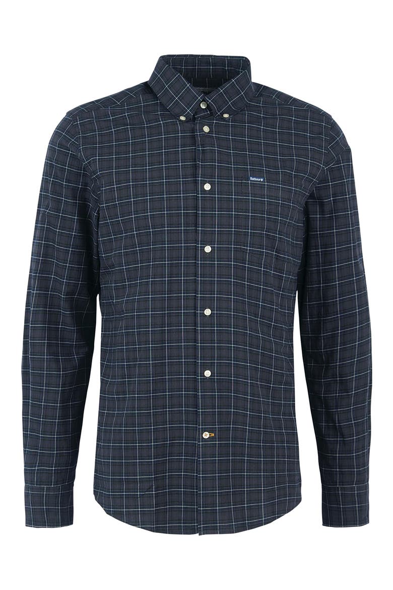 Lomond Tailored Fit Plaid Stretch Cotton Button-Down Shirt, Alternate, color, BLACK SLATE