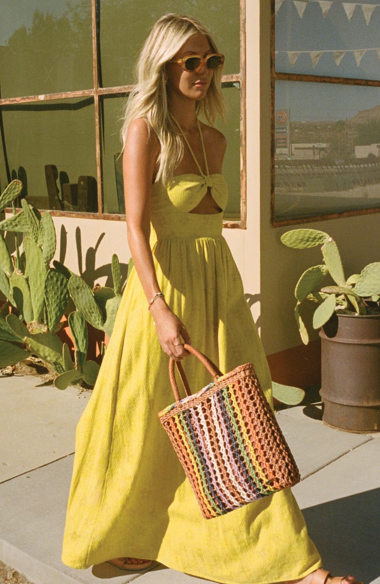 Billabong x The Salty Blonde Sunset Glow Cutout Halter Dress, Alternate, color, 