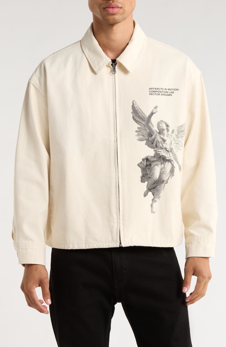 PacSun Artifacts in Motion Crop Cotton Jacket, Alternate, color, Cream