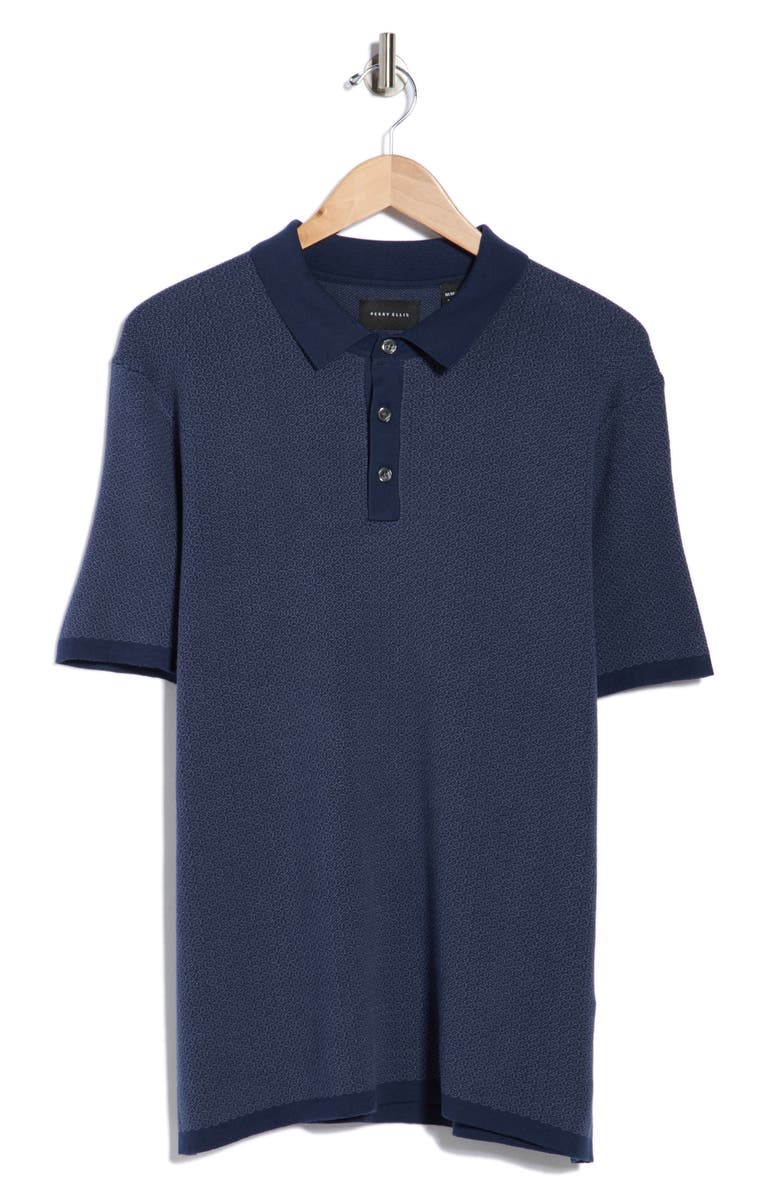 Perry Ellis Geometric Jacquard Polo, Alternate, color, Titan