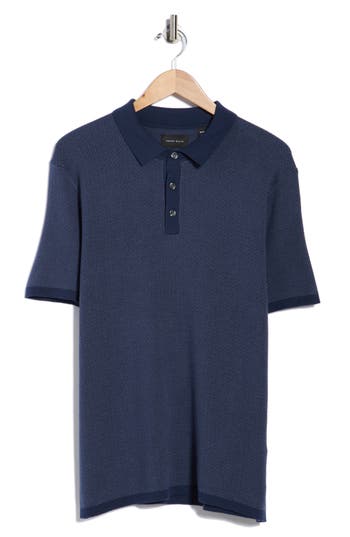 Perry Ellis Geometric Jacquard Polo In Blue