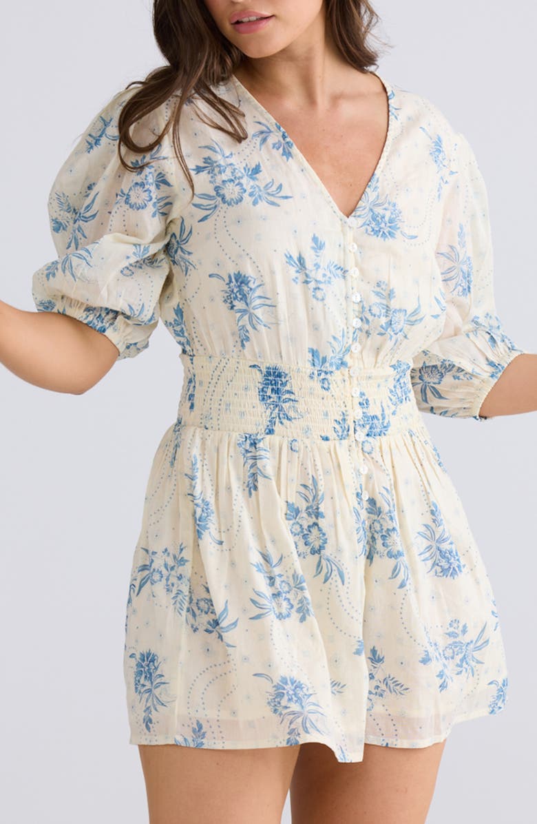 Talisman the Label Halo Floral Print Romper, Alternate, color, 