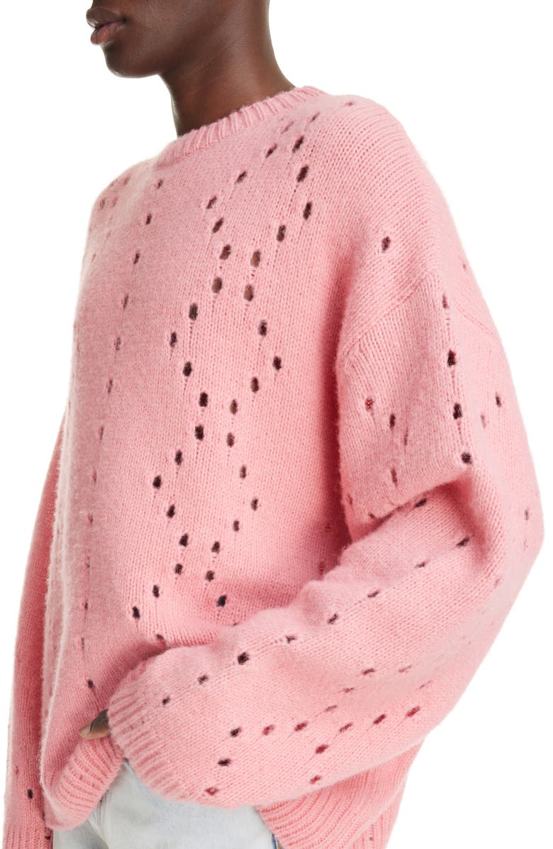 Givenchy Oversize Pointelle Stitch Crewneck Sweater, Alternate, color, 