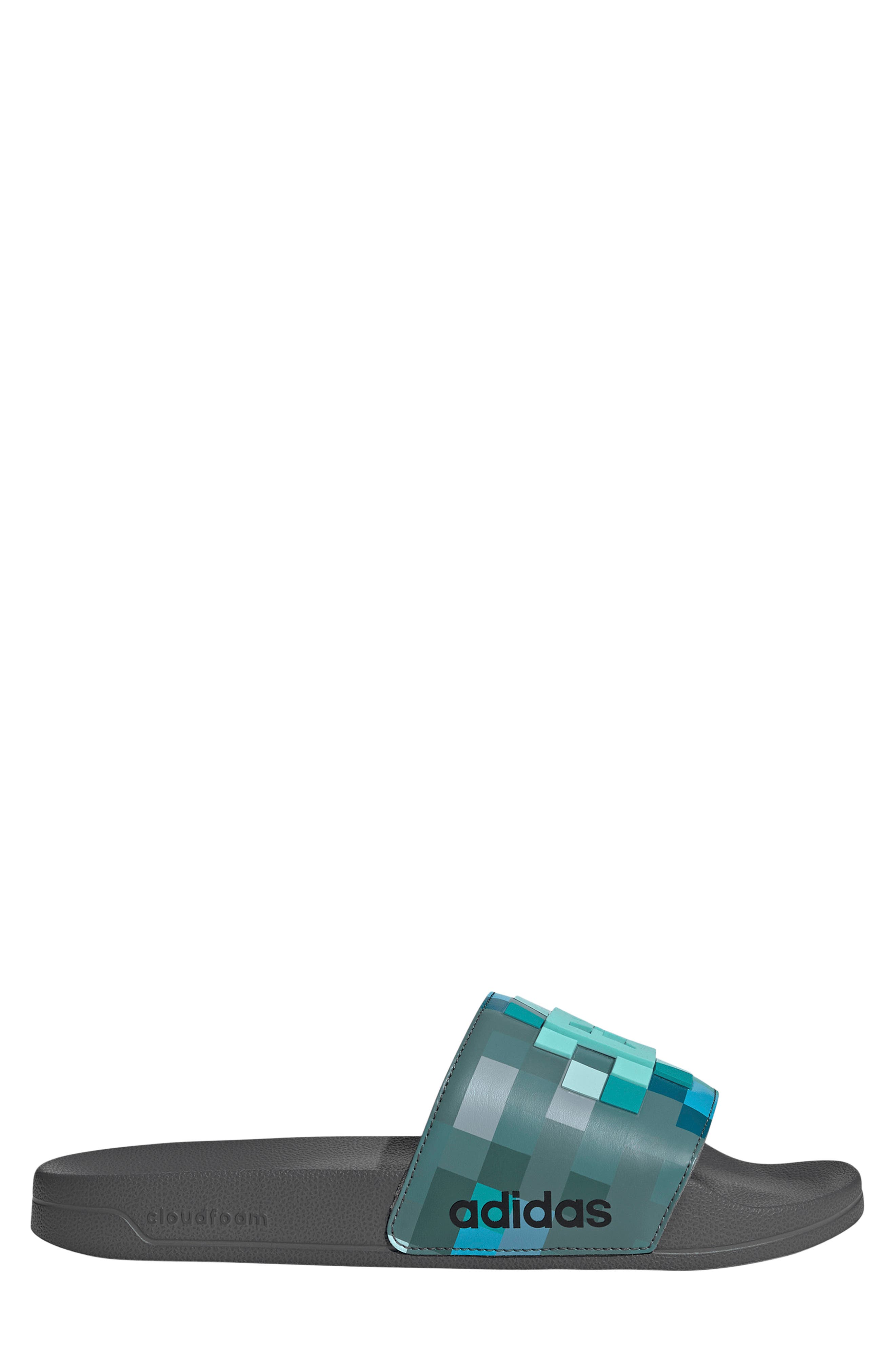 Adilette Shower Minecraft Slide Sandal, Alternate, color, GREY/ GREY/ GREY