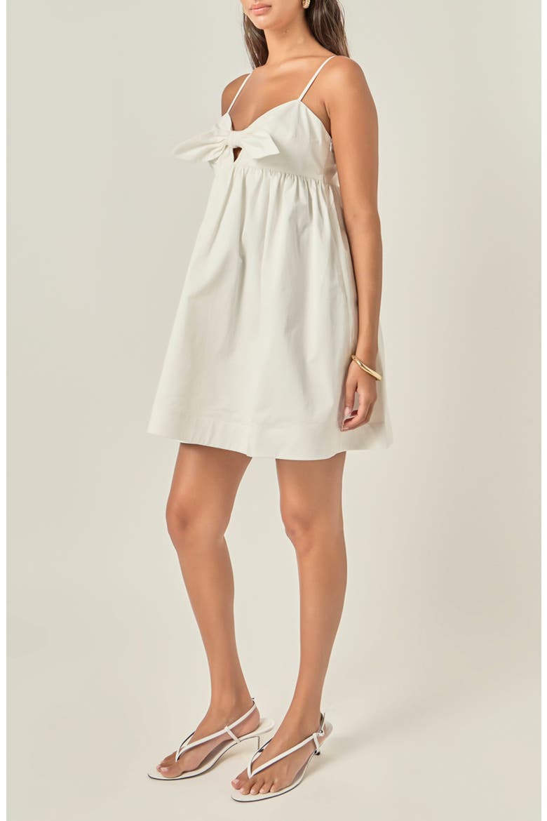 Bow Front Babydoll Minidress, Alternate, color, OFF WHITE