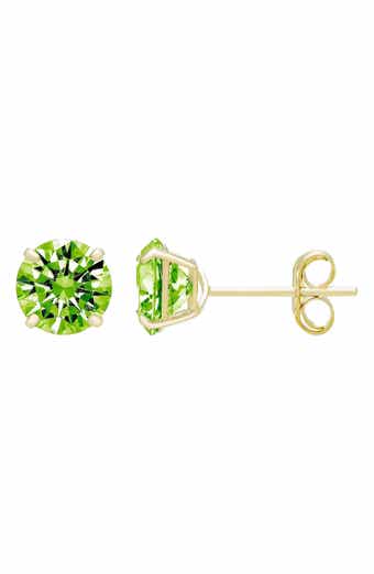 A&M 14K Yellow Gold Round Cubic Zirconia Birthstone Stud Earrings