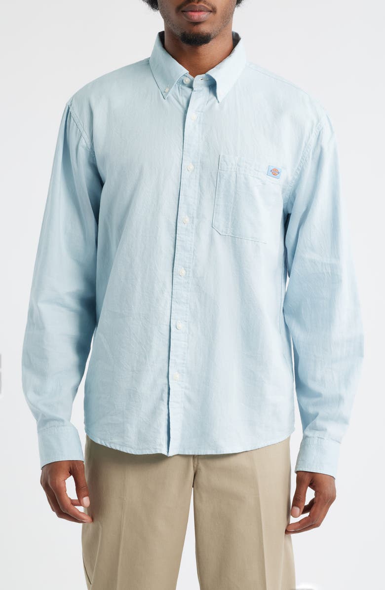 Dickies Gallatin Solid Cotton Button-Down Shirt, Main, color, Glacier Lake