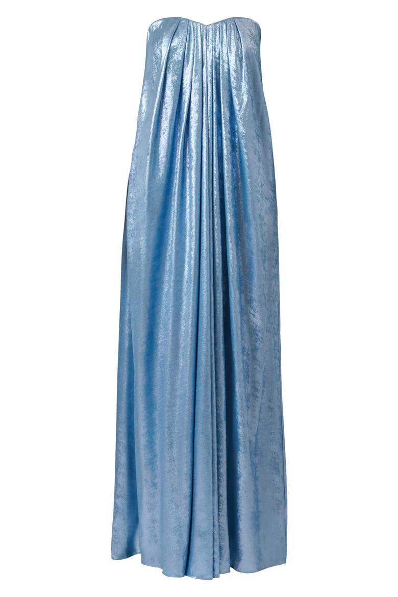 Foil Chiffon Strapless Gown, Alternate, color, AZURE BLUE